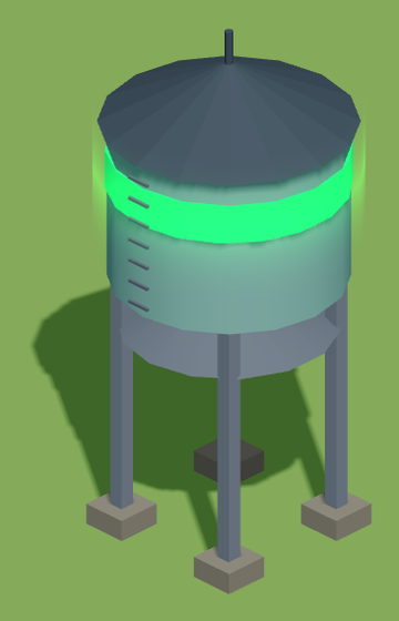 A water tower on legs.